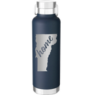 Laser etched navy 24 oz vacuum insulated water bottle with 'Vermont Home' design