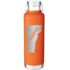 Laser etched orange 24 oz vacuum insulated water bottle with 'Vermont Home' design