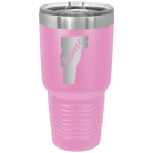 Laser etched light purple 30 oz vacuum insulated tumbler with 'Vermont Home' design