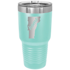 Laser etched teal 30 oz vacuum insulated tumbler with 'Vermont Home' design