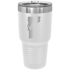 Laser etched white 30 oz vacuum insulated tumbler with 'Vermont Home' design