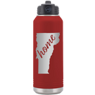 Laser etched maroon 32 oz vacuum insulated water bottle with 'Vermont Home' design