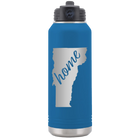 Laser etched royal blue 32 oz vacuum insulated water bottle with 'Vermont Home' design