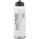 Laser etched white 32 oz vacuum insulated water bottle with 'Vermont Home' design