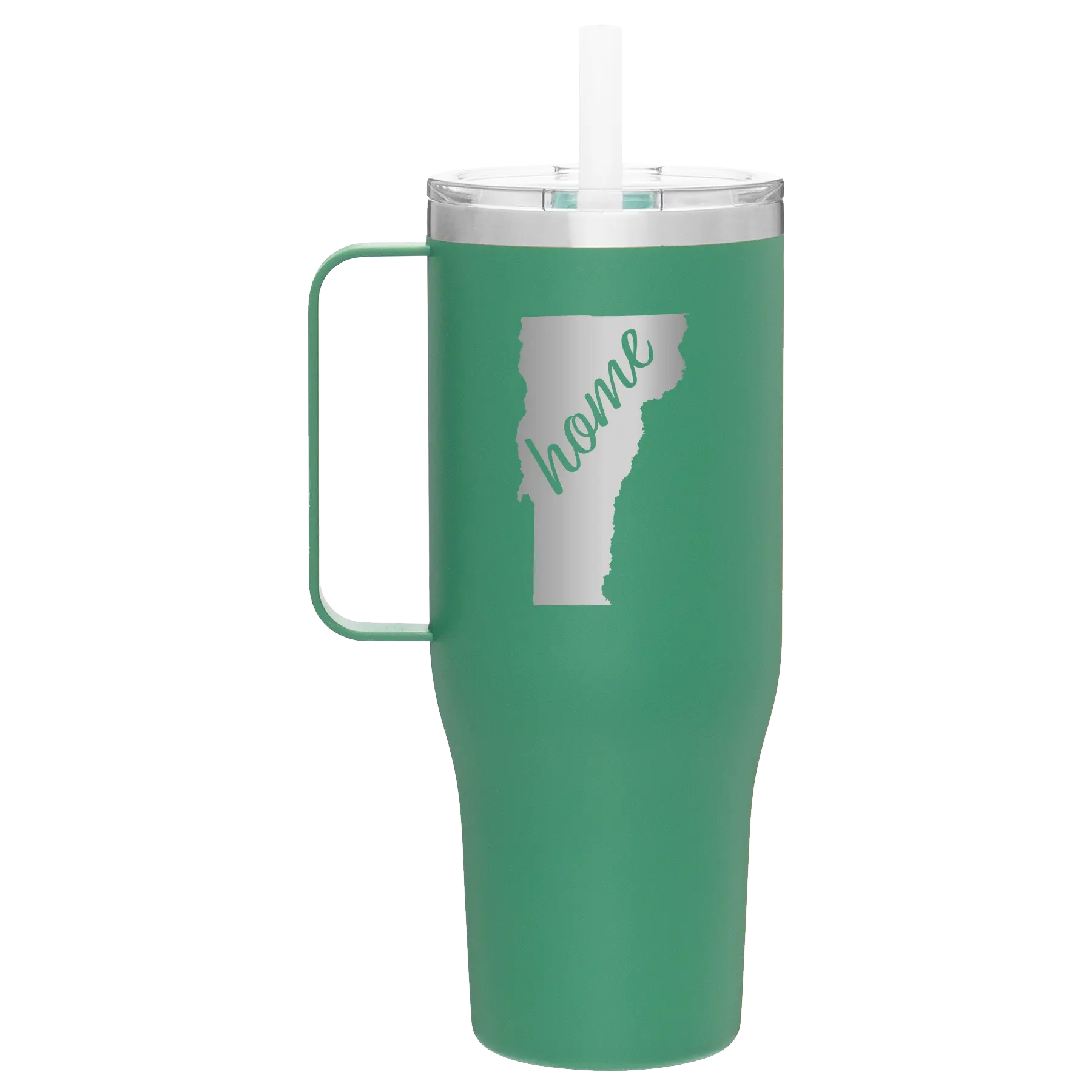 Laser etched forage 40 oz vacuum insulated tumbler mug with 'Vermont Home' design