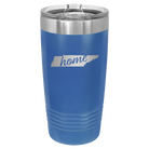 Laser etched royal blue 20 oz vacuum insulated tumbler with 'Tennessee Home' design