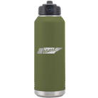 Laser etched olive green 32 oz vacuum insulated water bottle with 'Tennessee Home' design