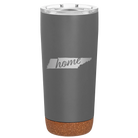 Laser etched storm gray 20 oz vacuum insulated tumbler with 'Tennessee Home' design