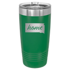 Laser etched green 20 oz vacuum insulated tumbler with 'South Dakota Home' design
