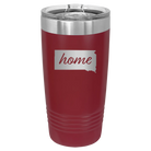 Laser etched maroon 20 oz vacuum insulated tumbler with 'South Dakota Home' design