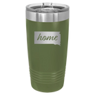 Laser etched olive green 20 oz vacuum insulated tumbler with 'South Dakota Home' design