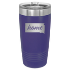 Laser etched purple 20 oz vacuum insulated tumbler with 'South Dakota Home' design