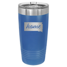 Laser etched royal blue 20 oz vacuum insulated tumbler with 'South Dakota Home' design