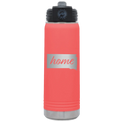 Laser etched coral 20 oz vacuum insulated water bottle with 'South Dakota Home' design