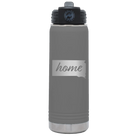 Laser etched dark gray 20 oz vacuum insulated water bottle with 'South Dakota Home' design