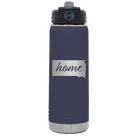 Laser etched navy 20 oz vacuum insulated water bottle with 'South Dakota Home' design