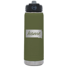Laser etched olive green 20 oz vacuum insulated water bottle with 'South Dakota Home' design