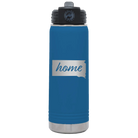 Laser etched royal blue 20 oz vacuum insulated water bottle with 'South Dakota Home' design