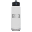 Laser etched white 20 oz vacuum insulated water bottle with 'South Dakota Home' design