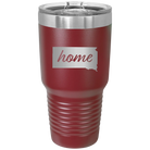 Laser etched maroon 30 oz vacuum insulated tumbler with 'South Dakota Home' design