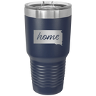 Laser etched navy 30 oz vacuum insulated tumbler with 'South Dakota Home' design