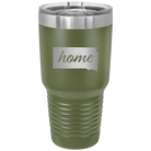 Laser etched olive green 30 oz vacuum insulated tumbler with 'South Dakota Home' design