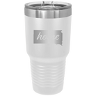 Laser etched white 30 oz vacuum insulated tumbler with 'South Dakota Home' design