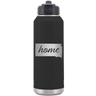 Laser etched black 32 oz vacuum insulated water bottle with 'South Dakota Home' design