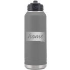 Laser etched dark gray 32 oz vacuum insulated water bottle with 'South Dakota Home' design
