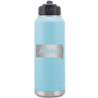 Laser etched light blue 32 oz vacuum insulated water bottle with 'South Dakota Home' design