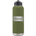 Laser etched olive green 32 oz vacuum insulated water bottle with 'South Dakota Home' design