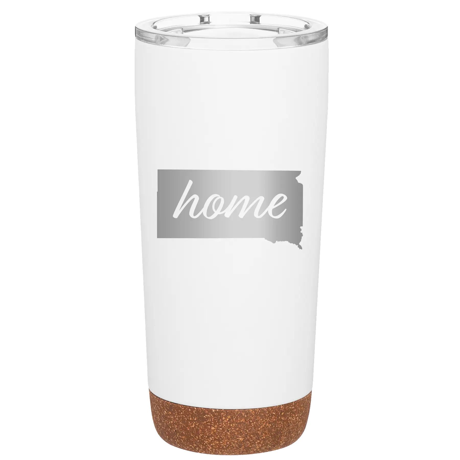 Laser etched white 20 oz vacuum insulated tumbler with 'South Dakota Home' design