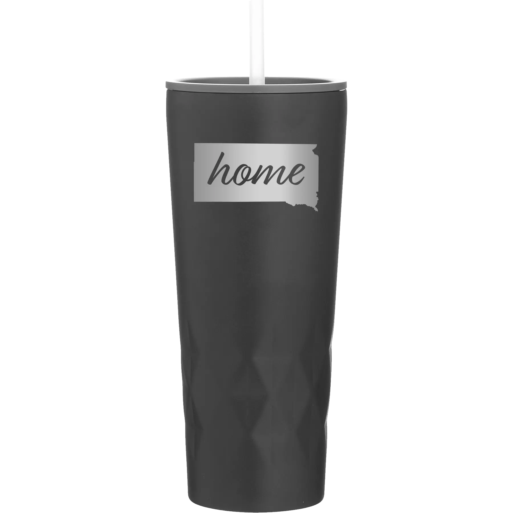 Laser etched black 20 oz vacuum insulated tumbler with 'South Dakota Home' design
