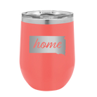 Laser etched coral 12 oz vacuum insulated wine cup with 'South Dakota Home' design