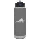 Laser etched dark gray 20 oz vacuum insulated water bottle with 'Virginia Home' design