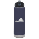 Laser etched navy 20 oz vacuum insulated water bottle with 'Virginia Home' design