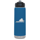Laser etched royal blue 20 oz vacuum insulated water bottle with 'Virginia Home' design
