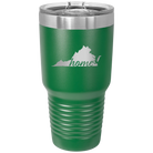 Laser etched green 30 oz vacuum insulated tumbler with 'Virginia Home' design