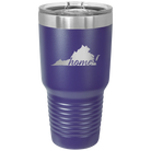 Laser etched purple 30 oz vacuum insulated tumbler with 'Virginia Home' design