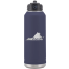 Laser etched navy 32 oz vacuum insulated water bottle with 'Virginia Home' design