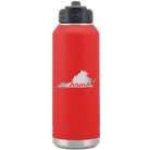 Laser etched red 32 oz vacuum insulated water bottle with 'Virginia Home' design