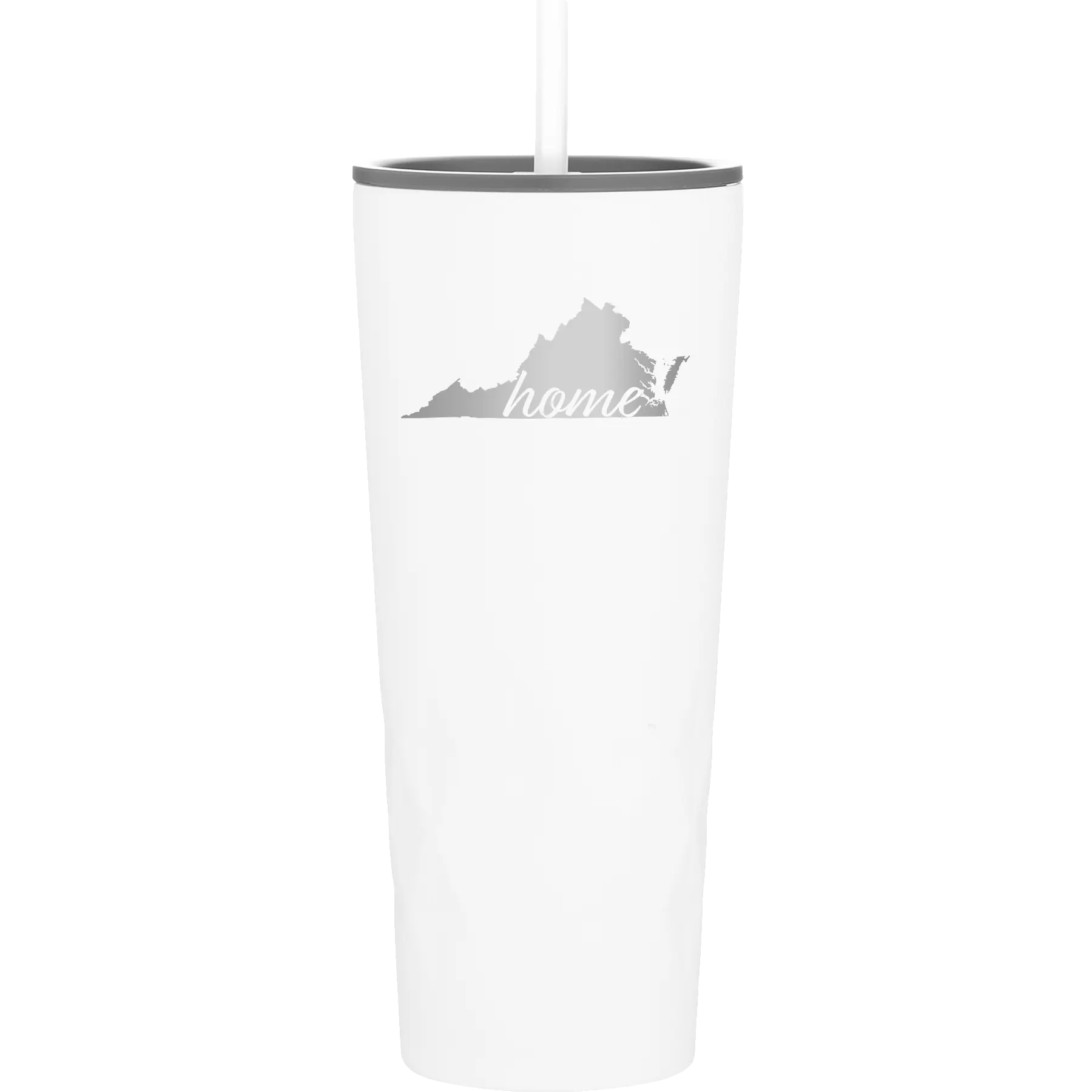 Laser etched white 20 oz vacuum insulated tumbler with 'Virginia Home' design