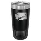 Laser etched black 20 oz vacuum insulated tumbler with 'Washington Home' design