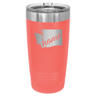 Laser etched coral 20 oz vacuum insulated tumbler with 'Washington Home' design