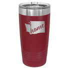 Laser etched maroon 20 oz vacuum insulated tumbler with 'Washington Home' design