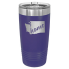 Laser etched purple 20 oz vacuum insulated tumbler with 'Washington Home' design