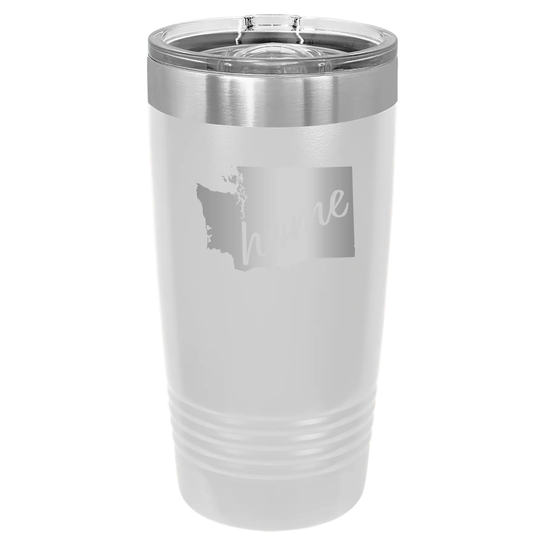 Laser etched white 20 oz vacuum insulated tumbler with 'Washington Home' design