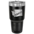 Laser etched black 30 oz vacuum insulated tumbler with 'Washington Home' design