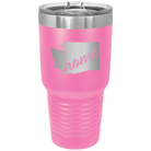 Laser etched pink 30 oz vacuum insulated tumbler with 'Washington Home' design
