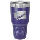 Laser etched purple 30 oz vacuum insulated tumbler with 'Washington Home' design
